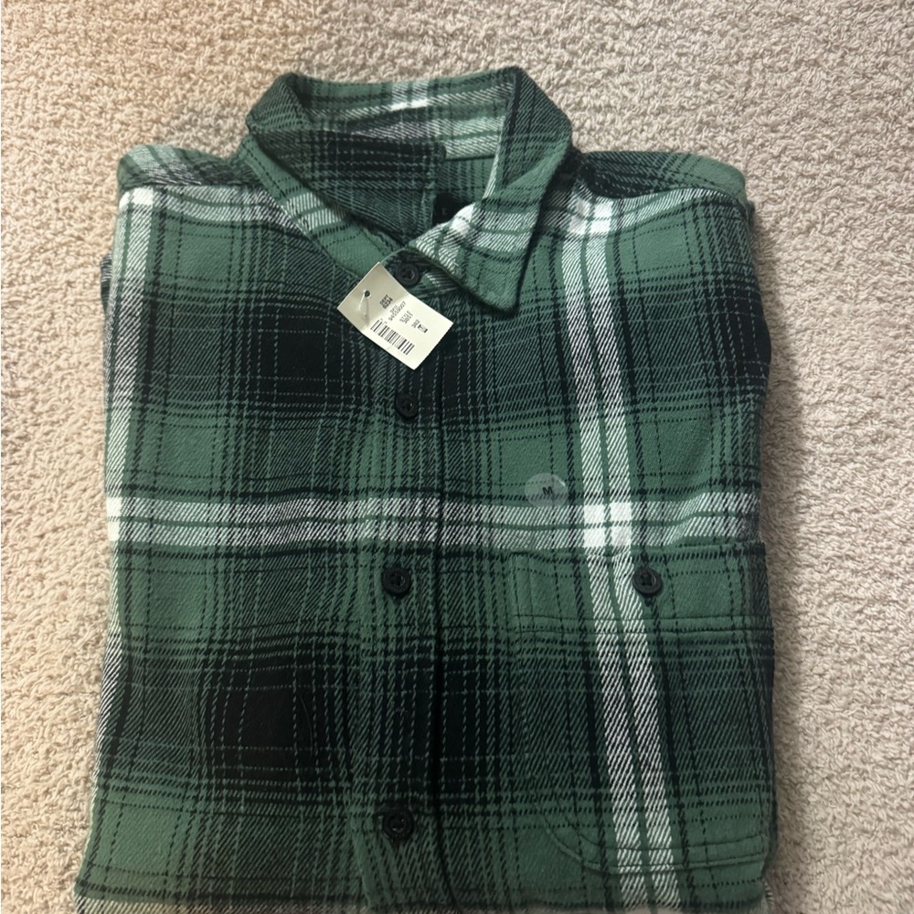 Green Plaid Flannel Men's Shirt